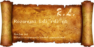 Rozsnyai Lóránt névjegykártya