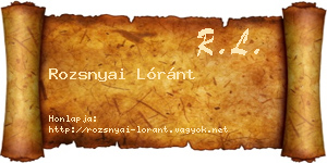 Rozsnyai Lóránt névjegykártya